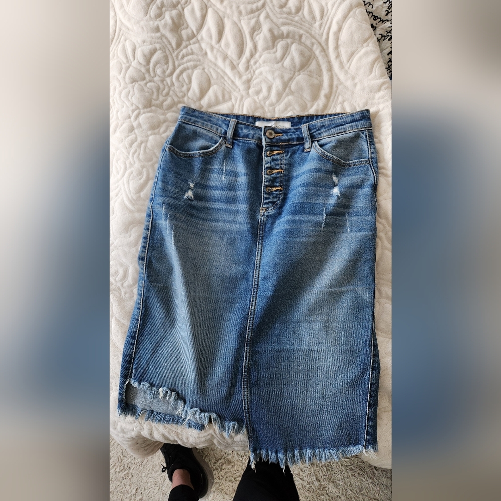 Women's Blue Denim Skirt By KanCan From Roolee